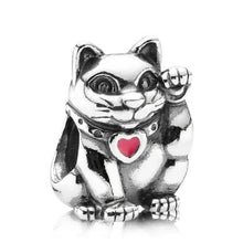 Load image into Gallery viewer, Pandora Sterling Silver Lucky Cat Animal Bead w/ Red Enamel - 790989EN05
