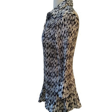 Load image into Gallery viewer, Notations Woman Black White Shiny Career Blouse with bell sleeves, size 2X
