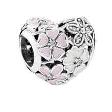 Load image into Gallery viewer, Pandora Retired Sterling Silver Poetic Blooms Heart Flower Charm 791825enmx
