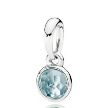 Load image into Gallery viewer, Pandora Sterling Silver March Birthday Droplet w/ Aqua Blue Pendant - 390396nab
