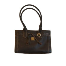 Load image into Gallery viewer, Dooney &amp; Bourke Black Leather East West Mini Tassel Satchel Bag Purse
