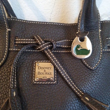 Load image into Gallery viewer, Dooney &amp; Bourke Black Leather East West Mini Tassel Satchel Bag Purse
