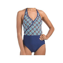 Load image into Gallery viewer, SEA ANGEL Surplice One-piece Swimsuit, Blue, size Small
