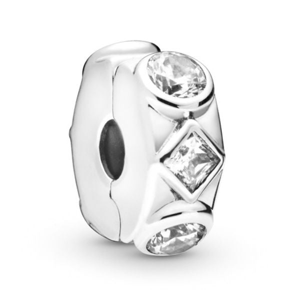 Pandora Sterling Silver Geometric Shapes Clip w/ CZ 798463c01