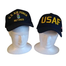 Load image into Gallery viewer, USAF U.S. Air Force Retired Military adjustable Ball Caps Hats, Set of 2
