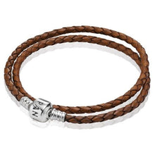 Load image into Gallery viewer, Pandora Moments Double Leather Bracelet, Brown, 590705CBN-D  14.96"
