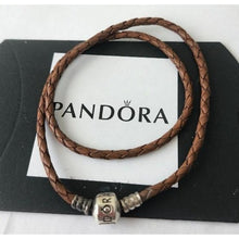 Load image into Gallery viewer, Pandora Moments Double Leather Bracelet, Brown, 590705CBN-D  14.96"
