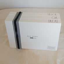 Load image into Gallery viewer, Rae Dunn HALLOWEEN Decor TRICK OR TREAT Wooden Book Stack
