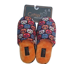 Load image into Gallery viewer, Halloween Slippers Large 9-10 Pumpkin Skulls

