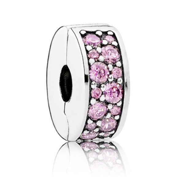 Pandora Sterling Silver Shining Elegance Clip with Pink Zirconia 791817pcz
