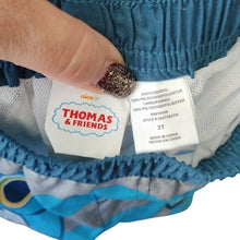 Load image into Gallery viewer, Thomas &amp; Friends Thomas the Tank Engine Swim Trunks, Blues/Grey,  Size 2T
