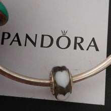 Load image into Gallery viewer, Pandora Retired Clear Murano Glass Bead with White Hearts - 790666

