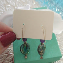 Load image into Gallery viewer, Sterling Silver, Amethyst + Abalone Shell Dangle Earrings
