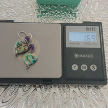 Load image into Gallery viewer, Sterling Silver, Amethyst + Abalone Shell Dangle Earrings
