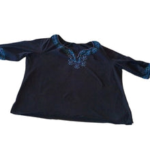 Load image into Gallery viewer, Avenue Black Embroidered Tunic Blouse size 26/28

