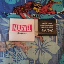 Load image into Gallery viewer, Marvel Comics Superheroes Hawaiian Button down Shirt, Blues Multicolor, Medium

