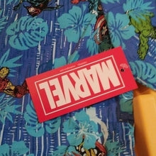 Load image into Gallery viewer, Marvel Comics Superheroes Hawaiian Button down Shirt, Blues Multicolor, Medium
