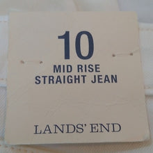 Load image into Gallery viewer, Lands&#39; End Women&#39;s Mid Rise Straight Jeans, Natural, size 10
