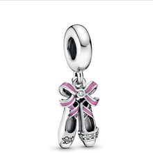 Load image into Gallery viewer, Pandora  Sterling Silver Punk Ballerina Ballet Shoes Dangle Charm  798339cz
