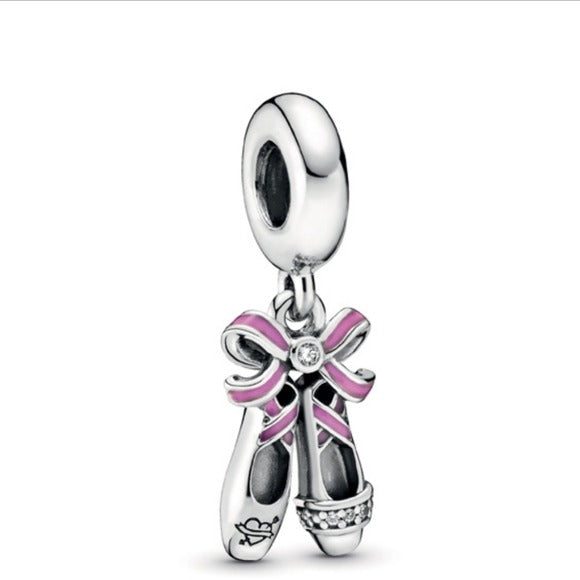 Pandora  Sterling Silver Punk Ballerina Ballet Shoes Dangle Charm  798339cz