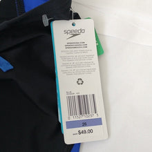 Load image into Gallery viewer, Speedo Black and Blue Swim Trunks Revolve Jammer, Size 26
