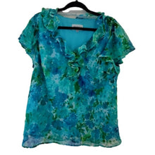 Load image into Gallery viewer, Studio I Floral Ruffle Career Blouse, Multicolor, Size 14W
