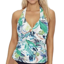 Load image into Gallery viewer, La Blanca V Neck Halter Tankini Top, The Monument, White Multicolor, size 2

