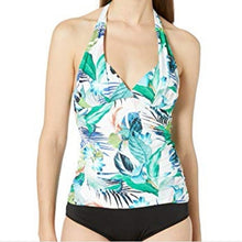 Load image into Gallery viewer, La Blanca V Neck Halter Tankini Top, The Monument, White Multicolor, size 2
