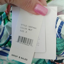 Load image into Gallery viewer, La Blanca V Neck Halter Tankini Top, The Monument, White Multicolor, size 2
