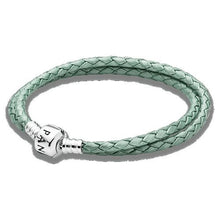 Load image into Gallery viewer, Pandora Double Green Leather Bracelet with Pandora Clasp - 590705  13.78"
