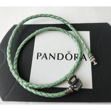 Load image into Gallery viewer, Pandora Double Green Leather Bracelet with Pandora Clasp - 590705  13.78"
