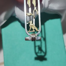 Load image into Gallery viewer, Egyptian Hieroglyphs ALEXA name Cartouche Pendant Sterling Silver &amp; 14k
