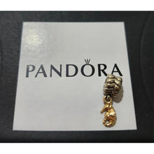 Load image into Gallery viewer, Pandora Retired Sterling Silver Bead with 14K Gold Seahorse Nautical Dangle - 790518
