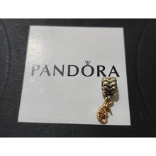 Load image into Gallery viewer, Pandora Retired Sterling Silver Bead with 14K Gold Seahorse Nautical Dangle - 790518
