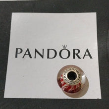 Load image into Gallery viewer, Pandora Retired Cinnamon Murano Glass Bead with Candy Stripes - 790680

