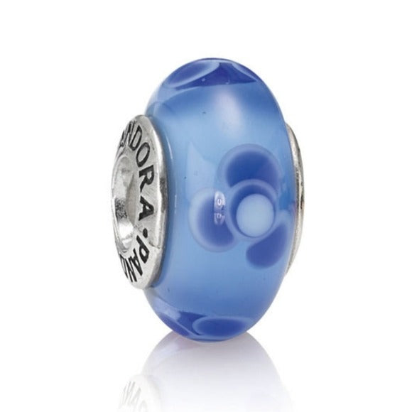 Pandora Retired Blue Flowers for You Murano Glass Bead - 790644