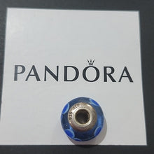 Load image into Gallery viewer, Pandora Retired Blue Flowers for You Murano Glass Bead - 790644
