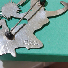 Load image into Gallery viewer, Vintage Siam Sterling Silver Niello Green Enamel Brooch Thai Mekkala Goddess
