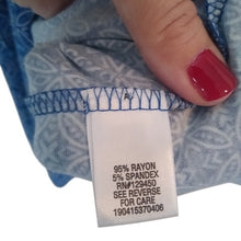 Load image into Gallery viewer, Dana Buchman Cut out Neckline L/S Blouse, Blues/White, Size Large
