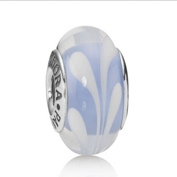 Pandora Retired Light Blue Swirl Murano Glass Bead - 790674