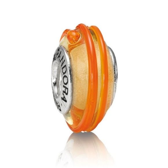 Pandora Retired Orange Murano Glass Ribbon Bead - 790621