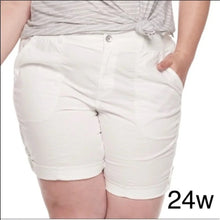Load image into Gallery viewer, EVRI Mid Rise Bermuda Shorts, White, size 24W
