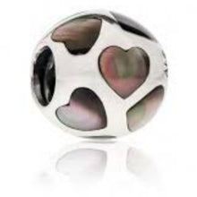 Load image into Gallery viewer, Pandora Love Me Black Mother of Pearl Hearts Charm 925 ALE 790398mpb
