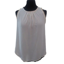 Load image into Gallery viewer, Jella Couture Career Sleeveless Top w/ Gold chain sleeve accents, Ivory, Small
