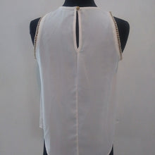 Load image into Gallery viewer, Jella Couture Career Sleeveless Top w/ Gold chain sleeve accents, Ivory, Small
