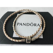 Load image into Gallery viewer, Pandora Moments Double Leather Bracelet, Champagne White, 590705CPL-D  14.96"
