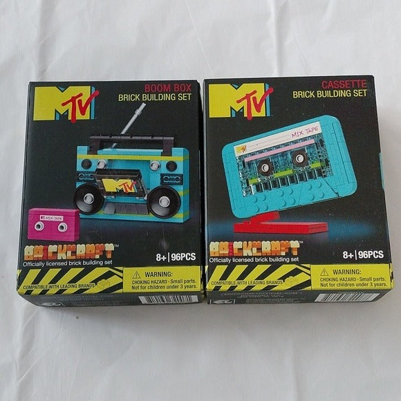 Brickcraft MTV Retro Builds: Blue Boom Box & Cassette Brick Building Kits