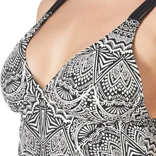 Load image into Gallery viewer, La Blanca Multi Strap Cross Back Tankini Swimsuit Top, B/W, Henna Medallion,  0
