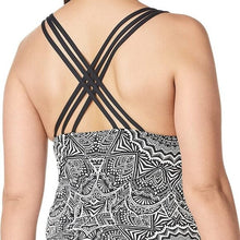 Load image into Gallery viewer, La Blanca Multi Strap Cross Back Tankini Swimsuit Top, B/W, Henna Medallion,  0
