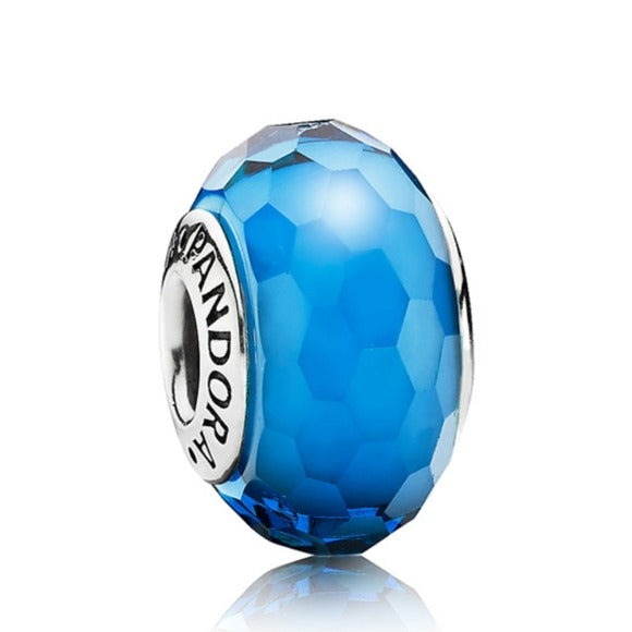 Pandora Sterling Silver Aqua Fascinating Faceted Murano Glass Charm - 791607